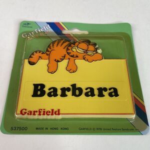 NEW Vintage Garfield Name Plate Barbara 1978 RARE, Sealed, Yellow
